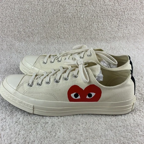 Converse Comme Des Garcons Play White Canvas Mens 11 / Womens 13 - Picture 3 of 7
